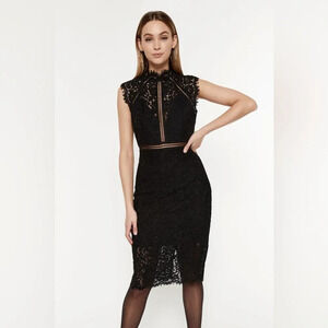 BARDOT Lace Panel‎ Dress in Navy